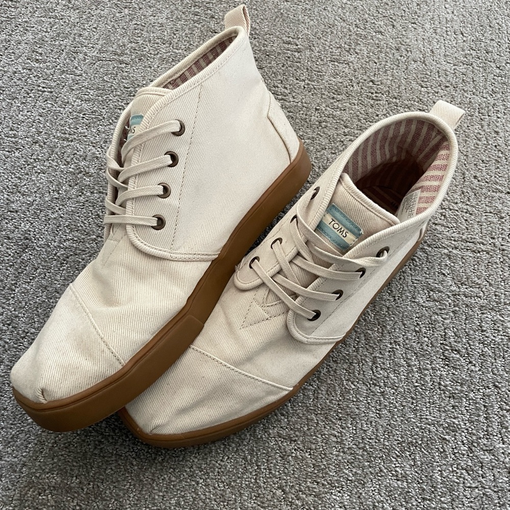 Men's Tom Venice collection cream canvas cup sole boot